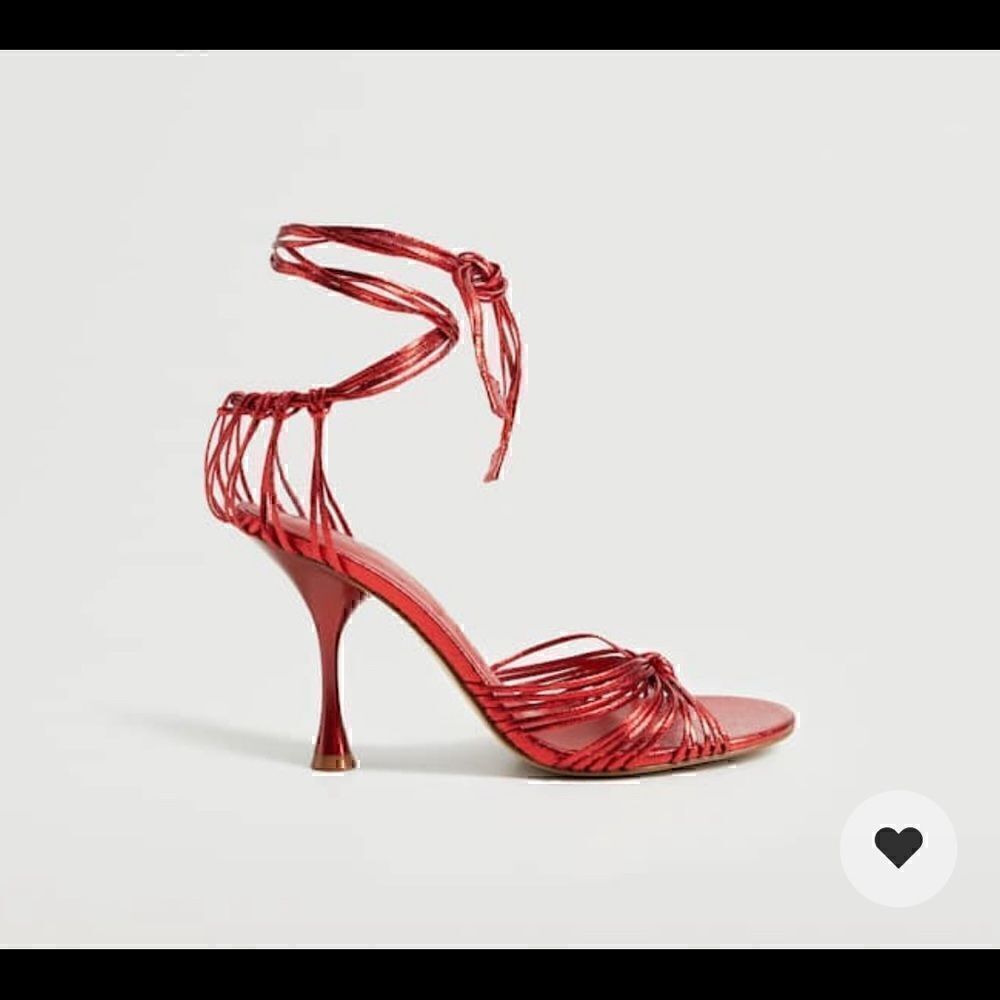 MANGO - Metallic Red Strappy Heeled Sandals - Picture 6 of 11